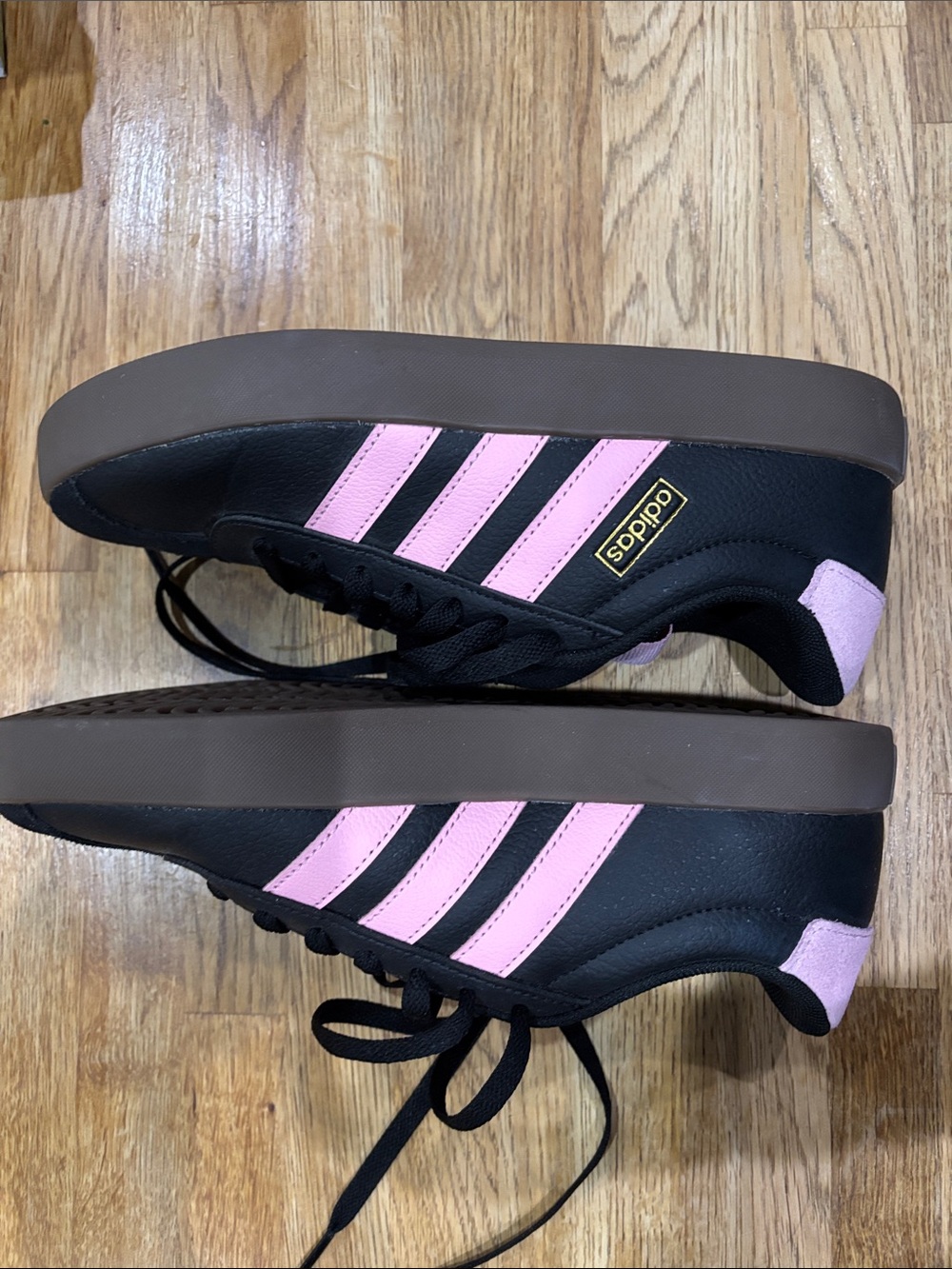 adidas Women’s Black and Pink Court Sneaker - Picture 6 of 7